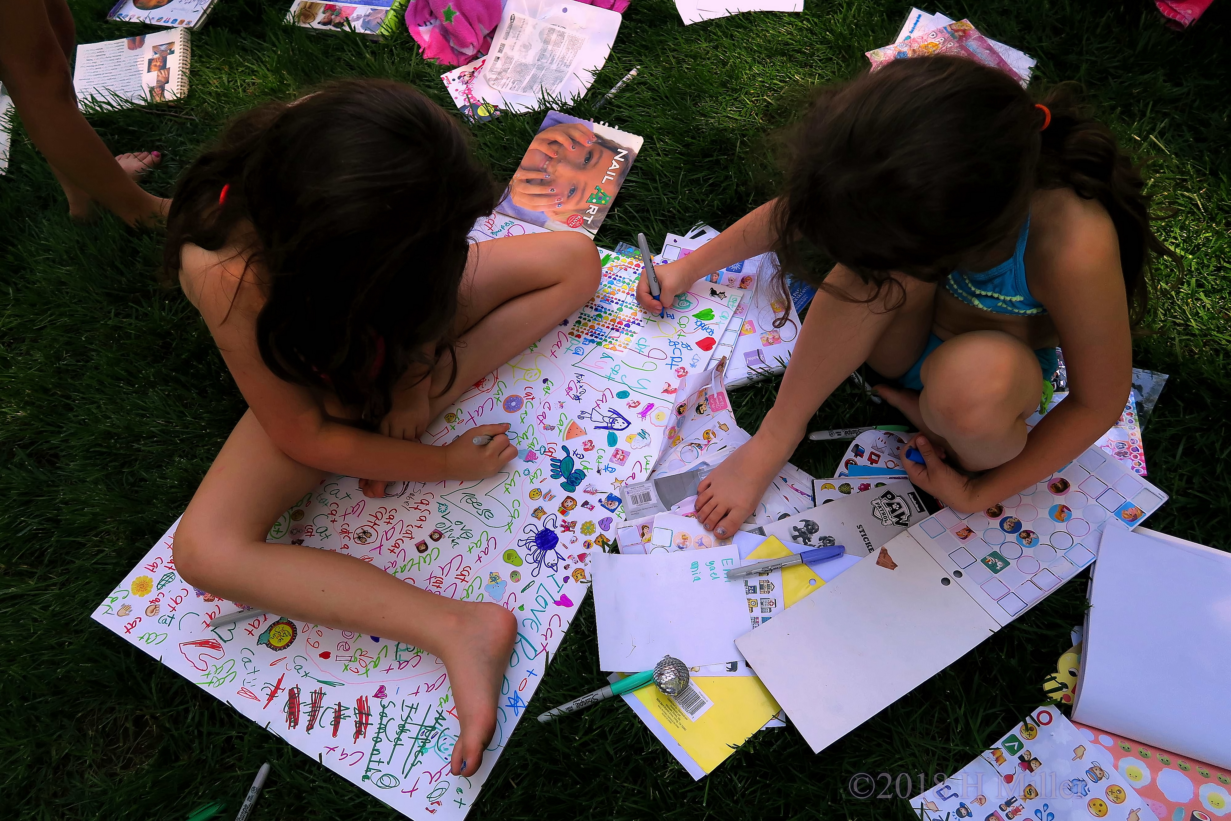 Party Guests Drawing And Stickering The Spa Birthday Card 
