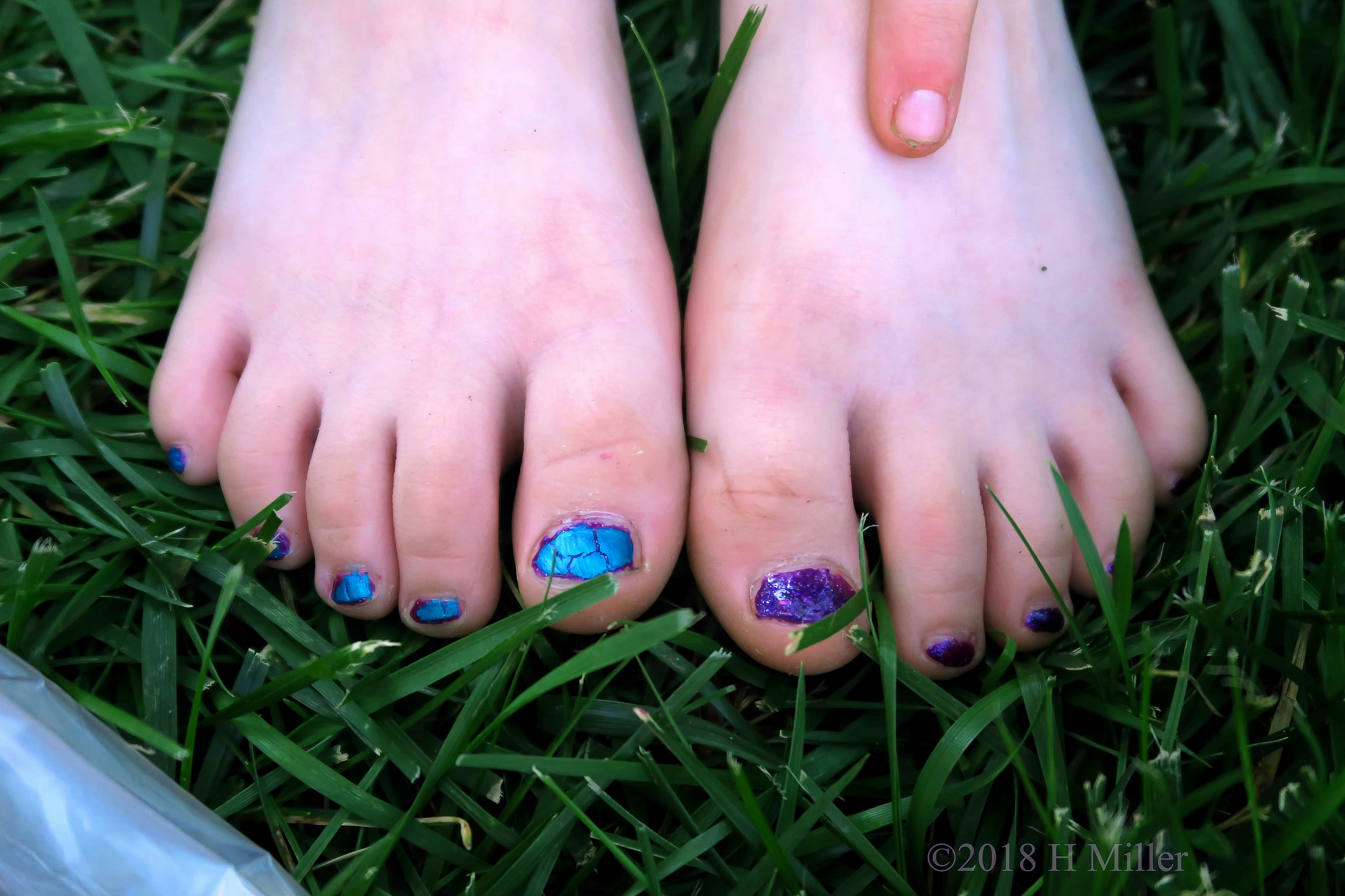 Purple And Teal Pedicure For Kids 