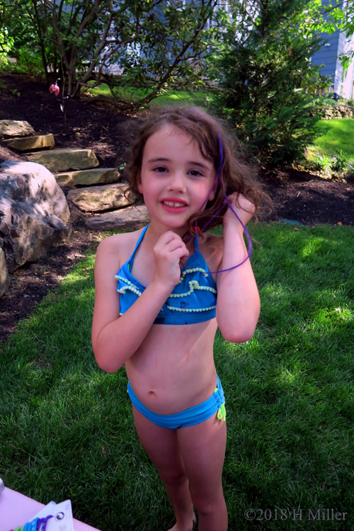 Birthday Girl Playing With Hair Feathers Birthday Girl Playing With Hair Feathers