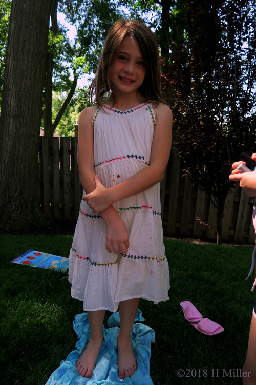 Girl Posing After Her Kids Pedicure At The Spa Party Girl Posing After Her Kids Pedicure At The Spa Party