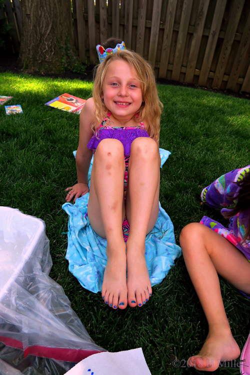 Modeling New Blue Kids Pedicure At The Spa Party For Girls