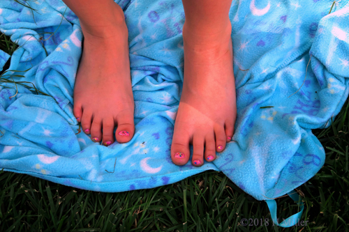 Pink Confetti Pedicure For Girls.