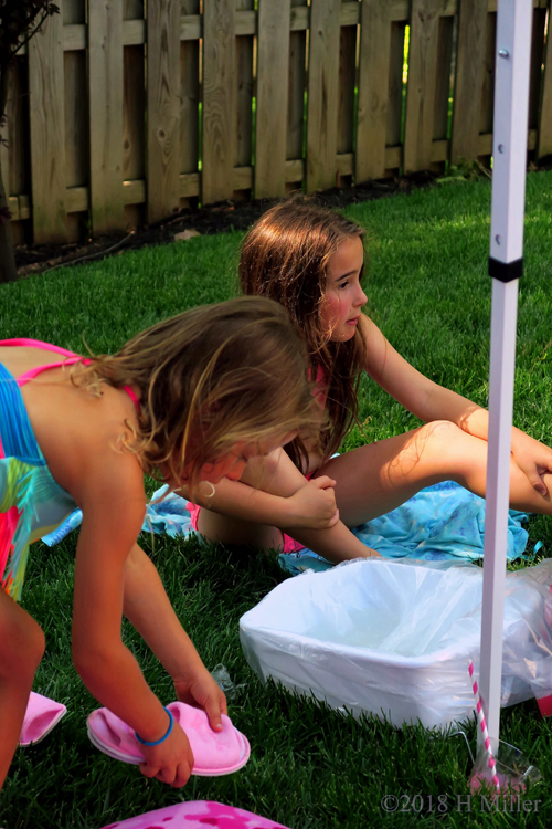 Putting On Pedicure Sandals Putting On Pedicure Sandals