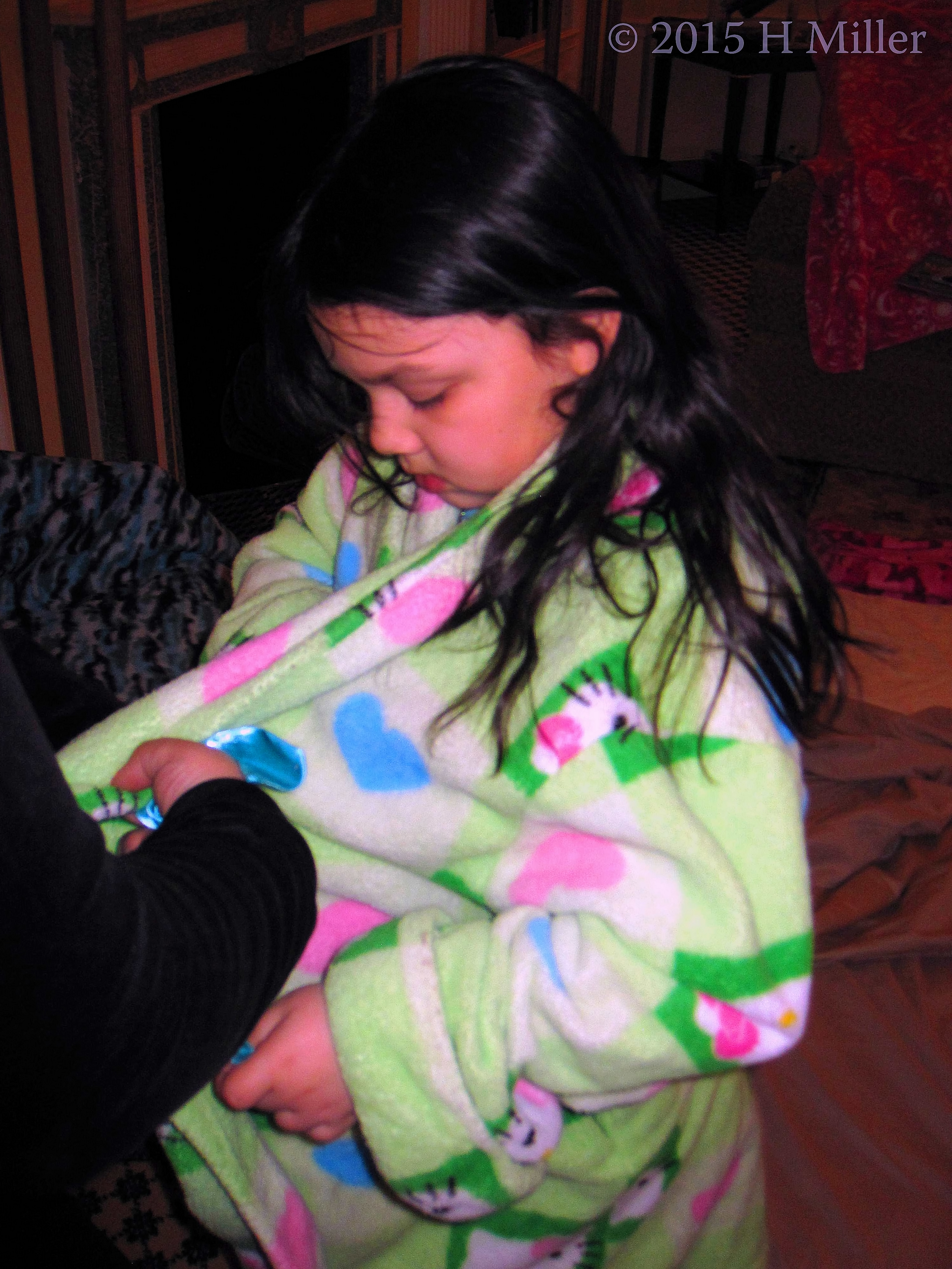 Getting Some Help With Her Robe Sash. Getting Some Help With Her Robe Sash.