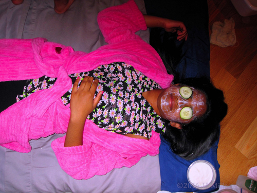 She's Super Relaxed During Her Home Girls Spa Face Mask