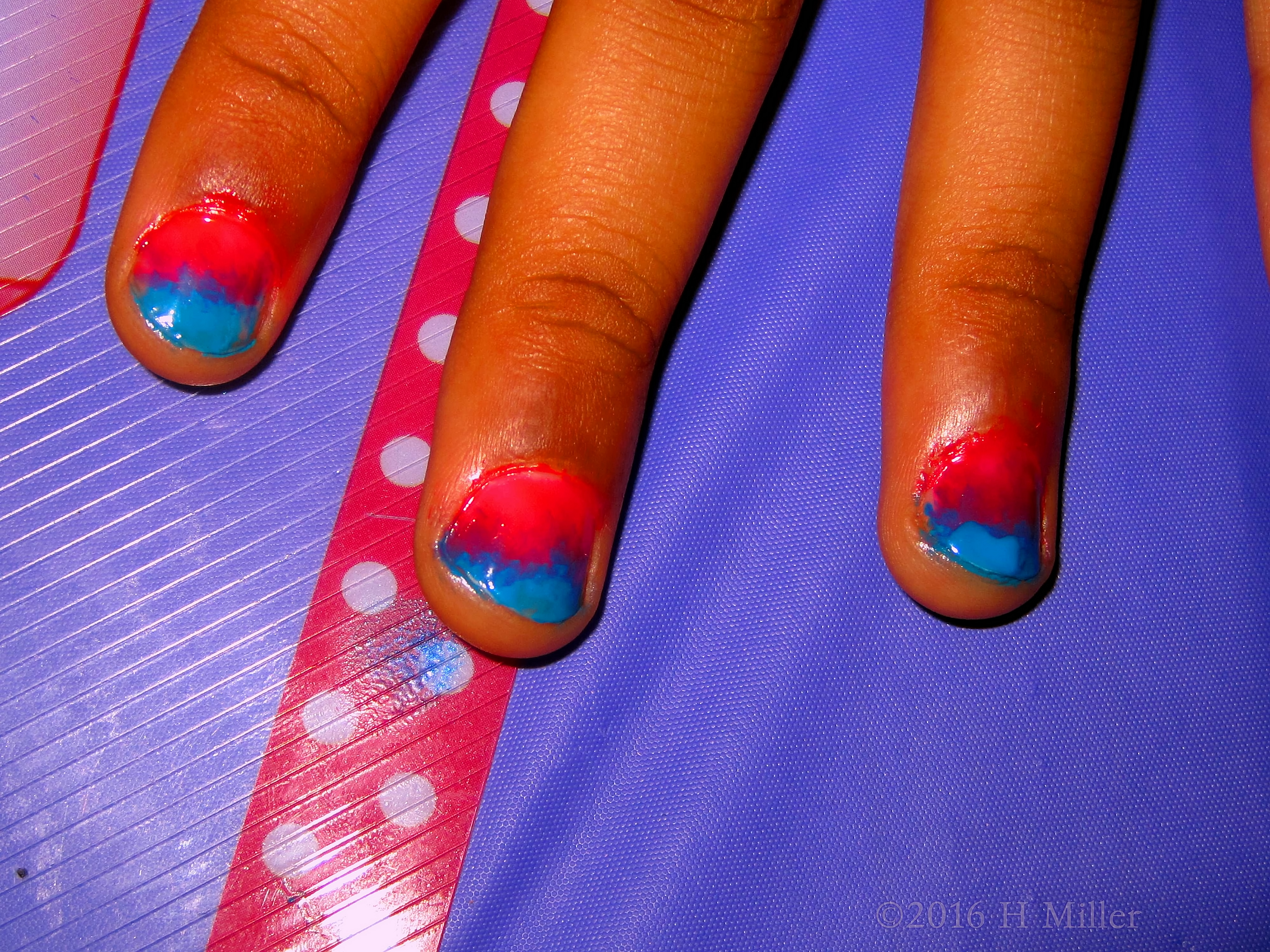 Dip Dye Pink And Blue Ombre Mini Mani 