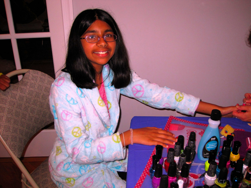 She's Excited To Get Her Nails Done At Her Friend's Party!