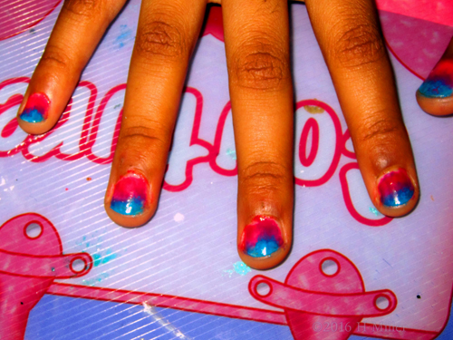 Tie Dye Pink And Blue Manicure