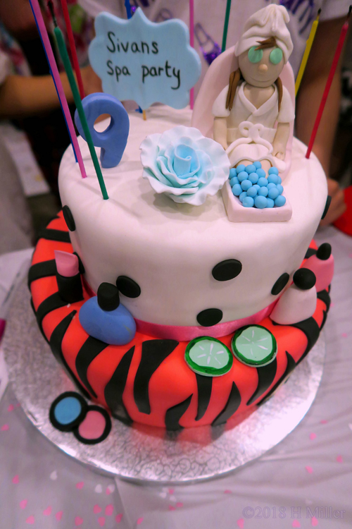 Close Up Of This Beautiful Spa Themed Cake With Shaped Fondant Spa Accessories And A Girl In A Face Masque Getting A Pedicure! Close Up Of This Beautiful Spa Themed Cake With Shaped Fondant Spa Accessories And A Girl In A Face Masque Getting A Pedicure!