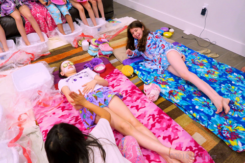 Party Guests Chilling With The Birthday Girl While She Gets Her Girls Facial Party Guests Chilling With The Birthday Girl While She Gets Her Girls Facial