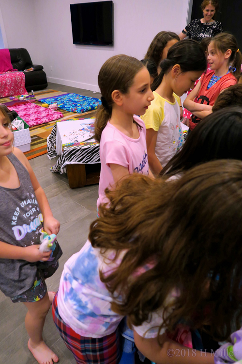 Party Guests Settling In To Sivan's Pajama Spa Party Party Guests Settling In To Sivan's Pajama Spa Party