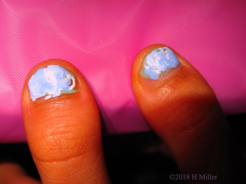 Blue And White Marbled Swirl Overlay Nail Art Design Blue And White Marbled Swirl Overlay Nail Art Design