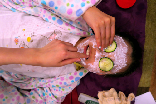 Close Up Of Girls Facial Underway Close Up Of Girls Facial Underway