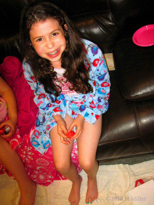 Excited And Happy with Her Facial And Pedicure. Excited And Happy with Her Facial And Pedicure.