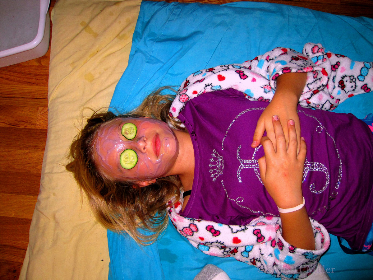 She's Relaxed In A Kids Spa Strawberry Face Mask 