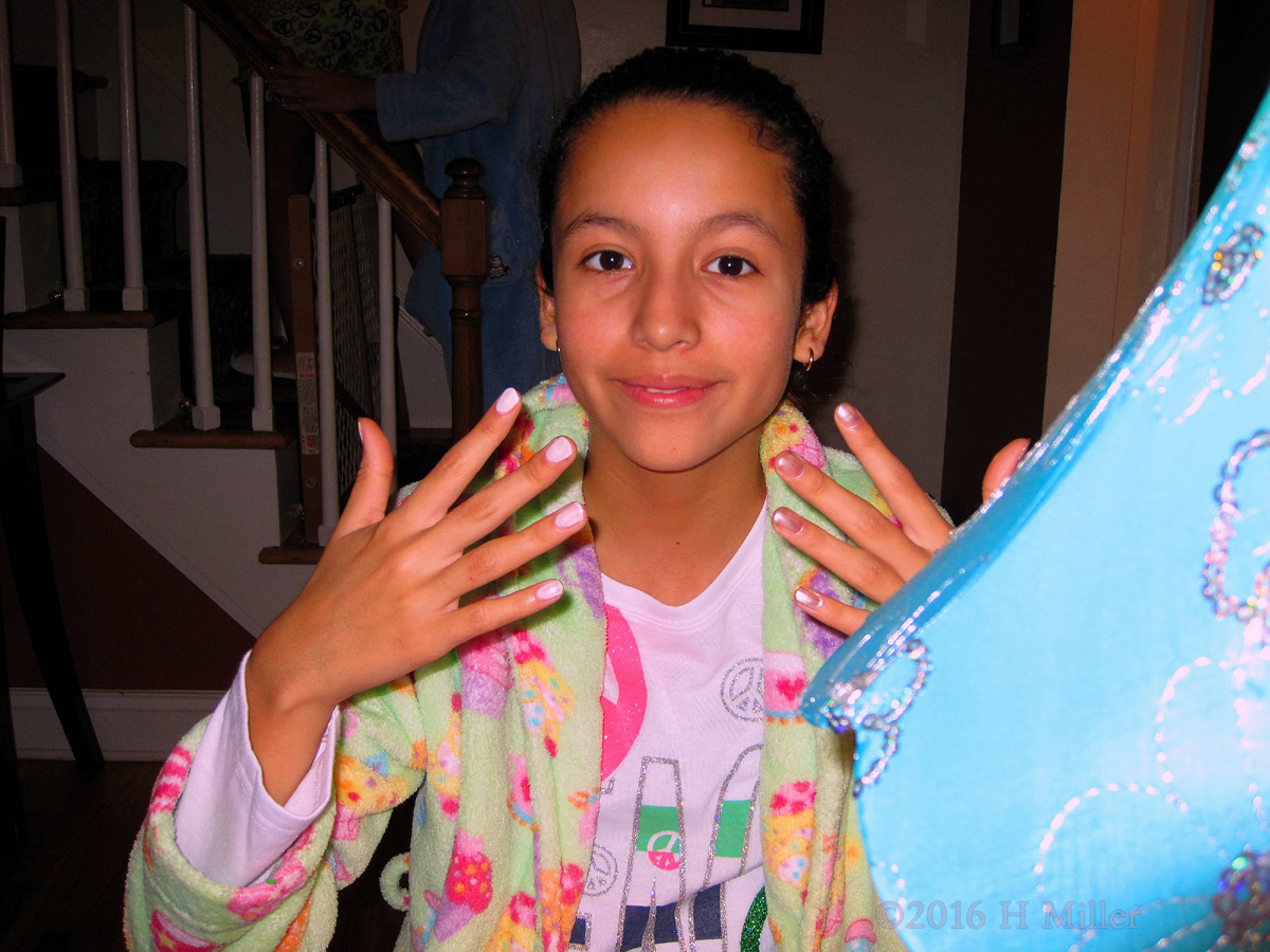 She Loves Her Pink Manicure!