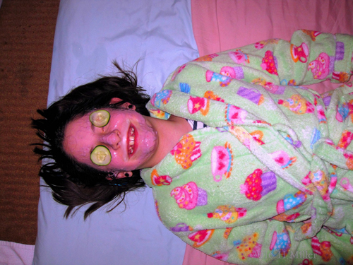 Relaxing In Her Strawberry Face Mask Relaxing In Her Strawberry Face Mask