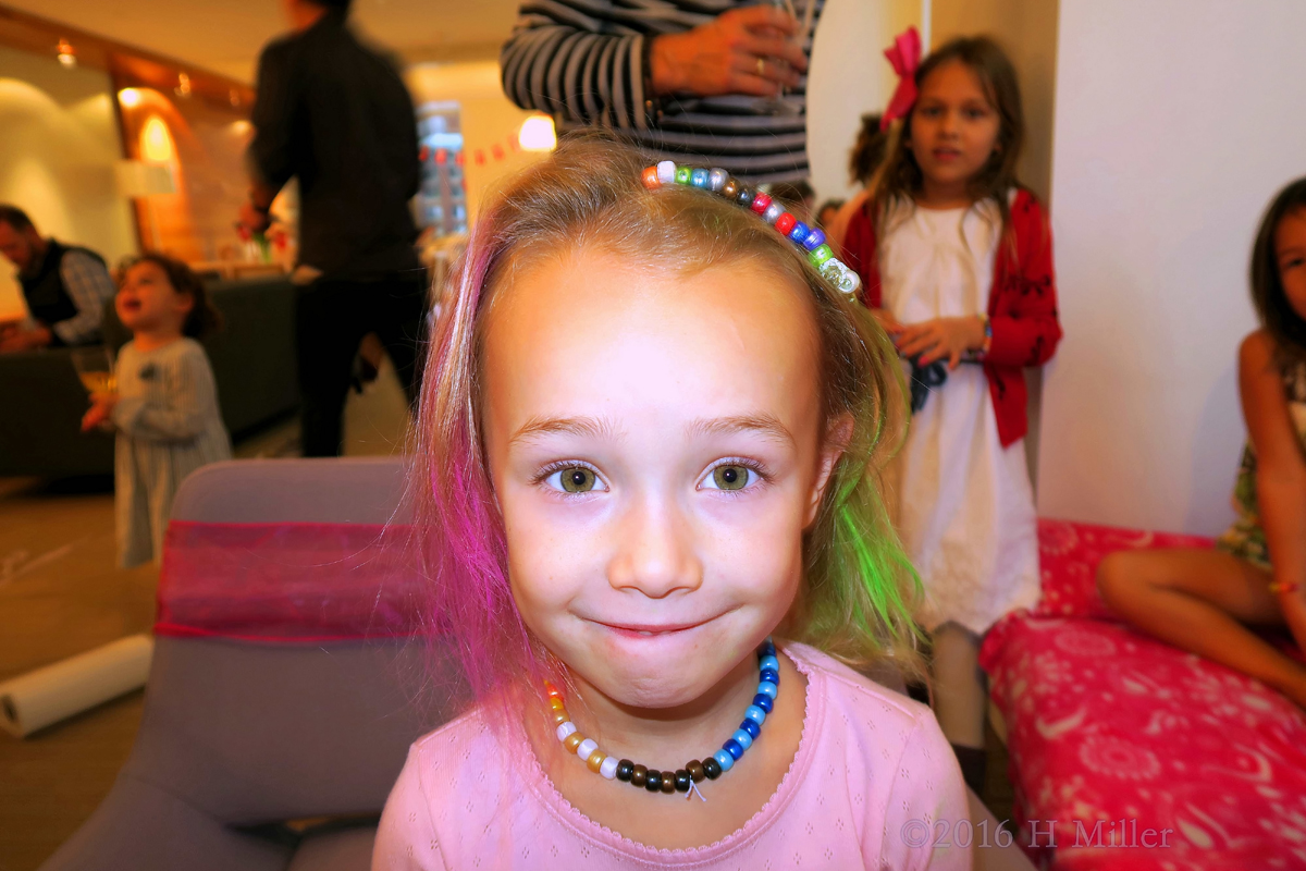 Two Tone Temporary Hair Chalk At The Home Spa For Girls. 