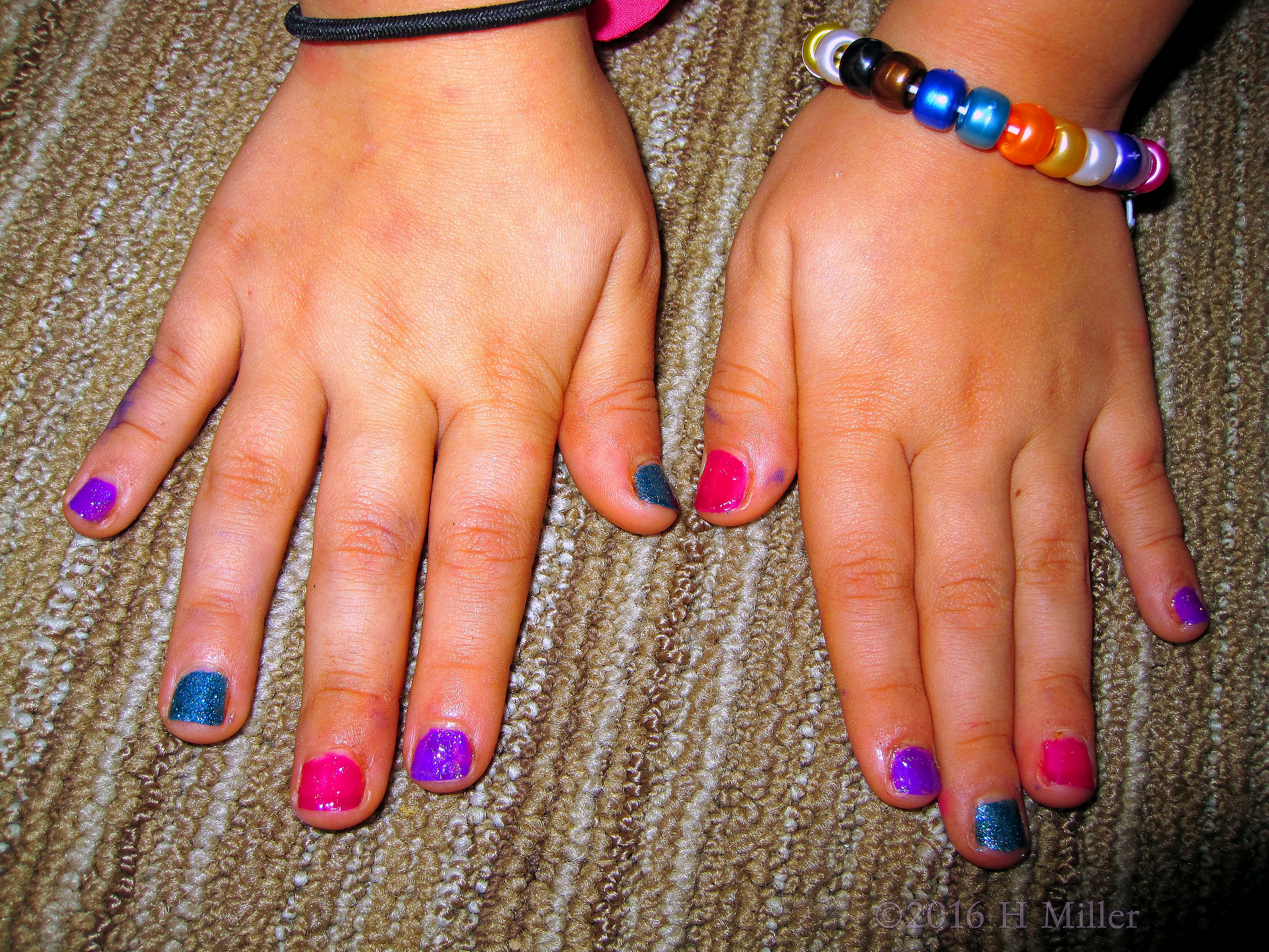 Colorful Blue Purple And Pink Mini Manicure For Girls. Colorful Blue Purple And Pink Mini Manicure For Girls.
