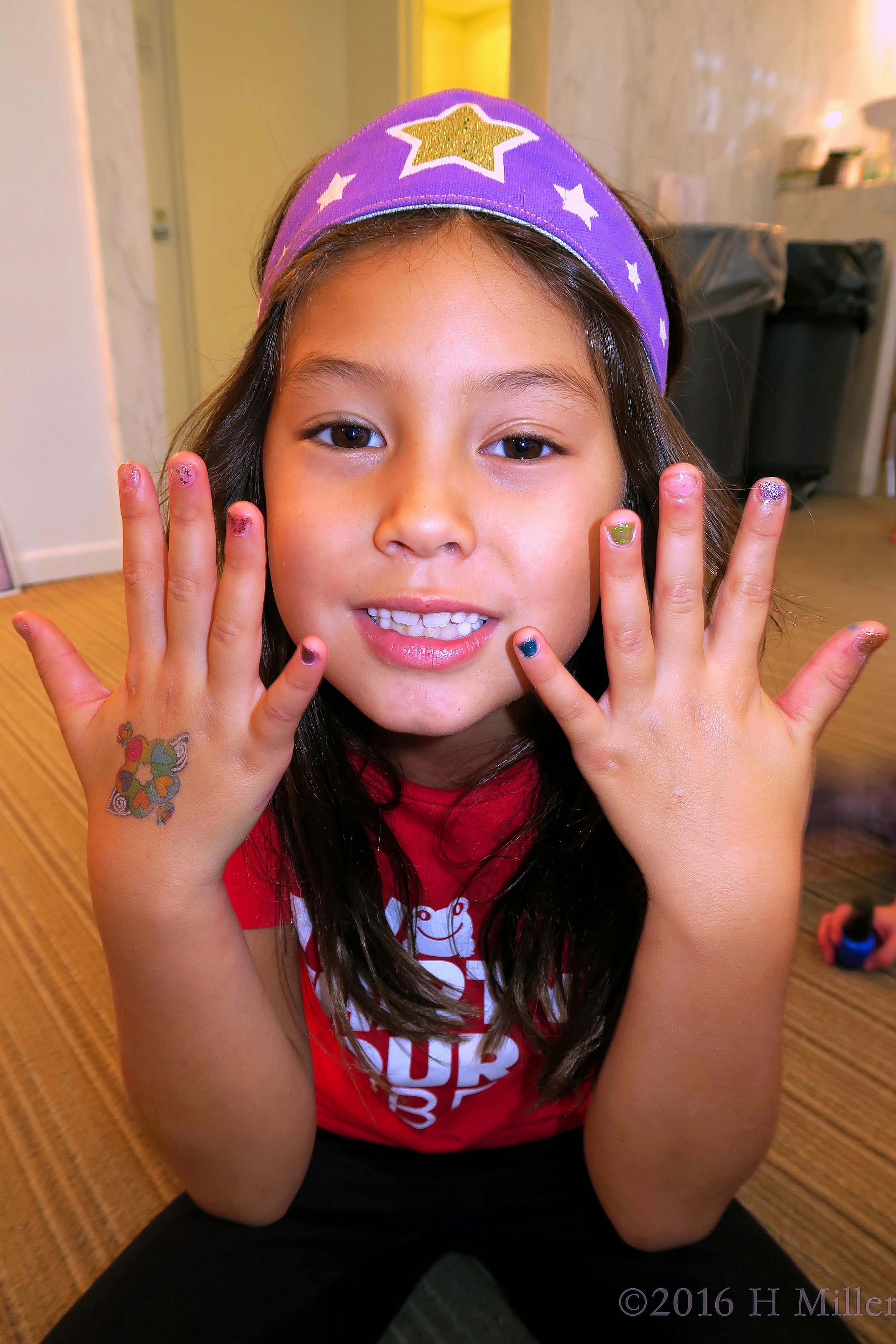 Smiling About Her Girls Spa Mini Mani! 