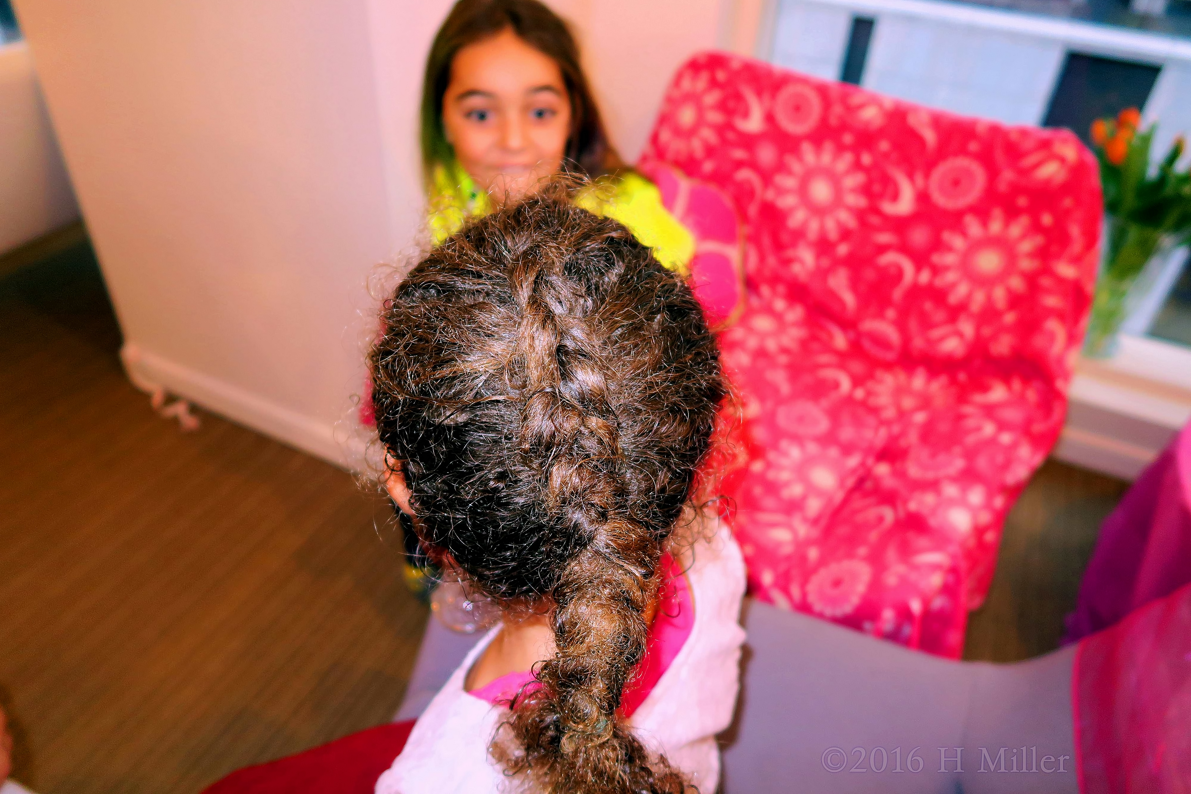 French Braid Hairstyle At The Home Spa For Girls. 