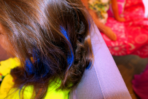 Bright Blue Temporary Hair Chalk.