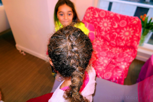 French Braid Hairstyle At The Home Spa For Girls.