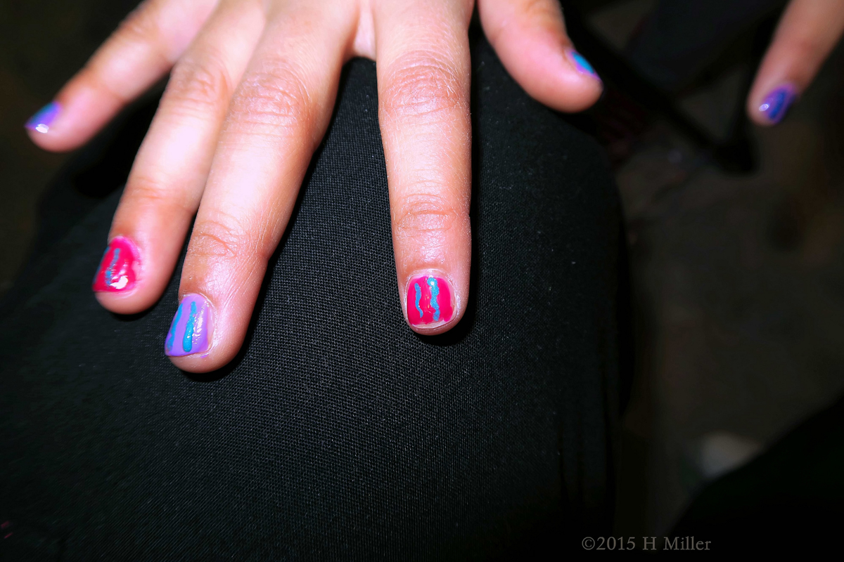 Another View Of The Striped Nail Designs. 