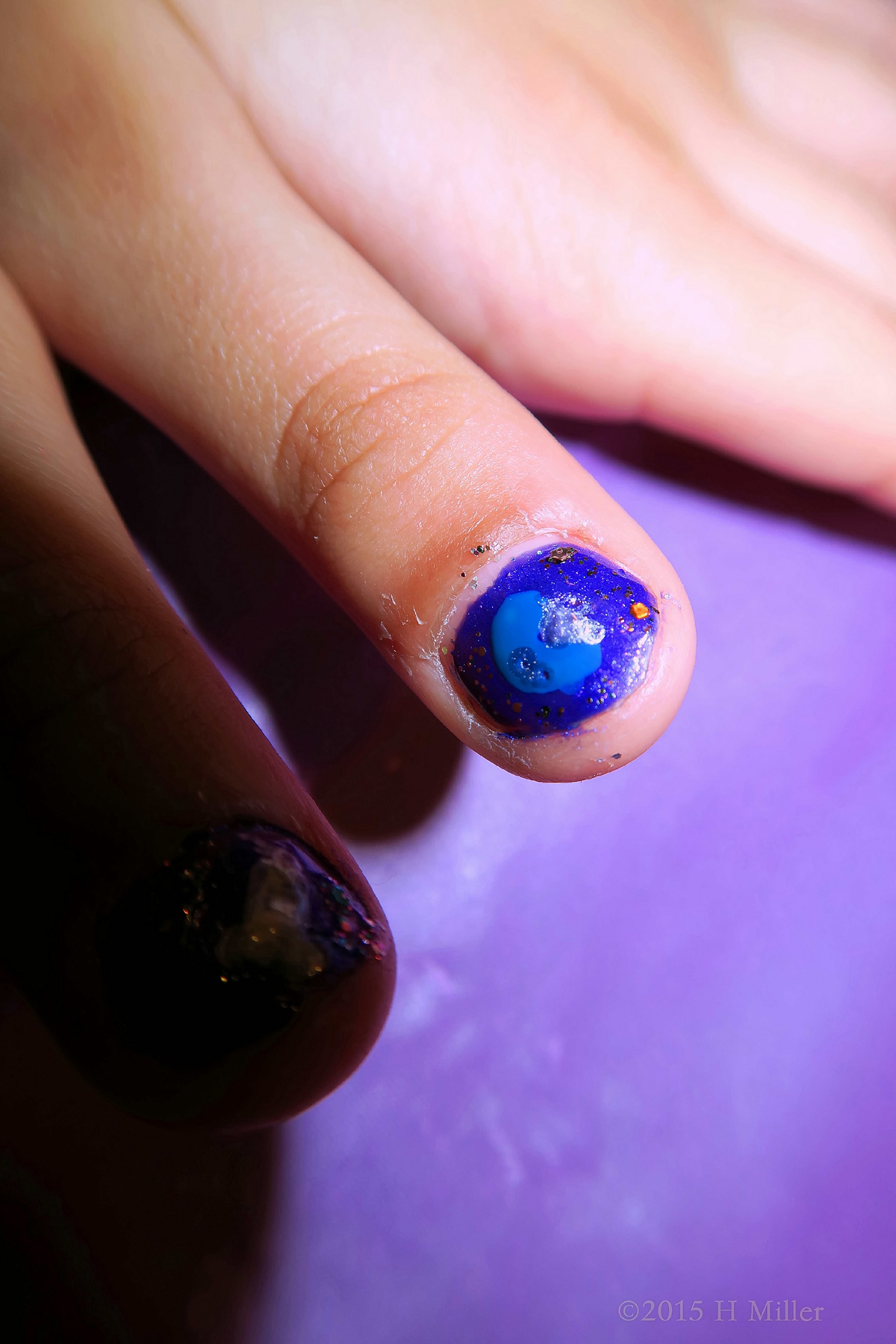 Planet Earth And Milky Way Kids Nail Art. 