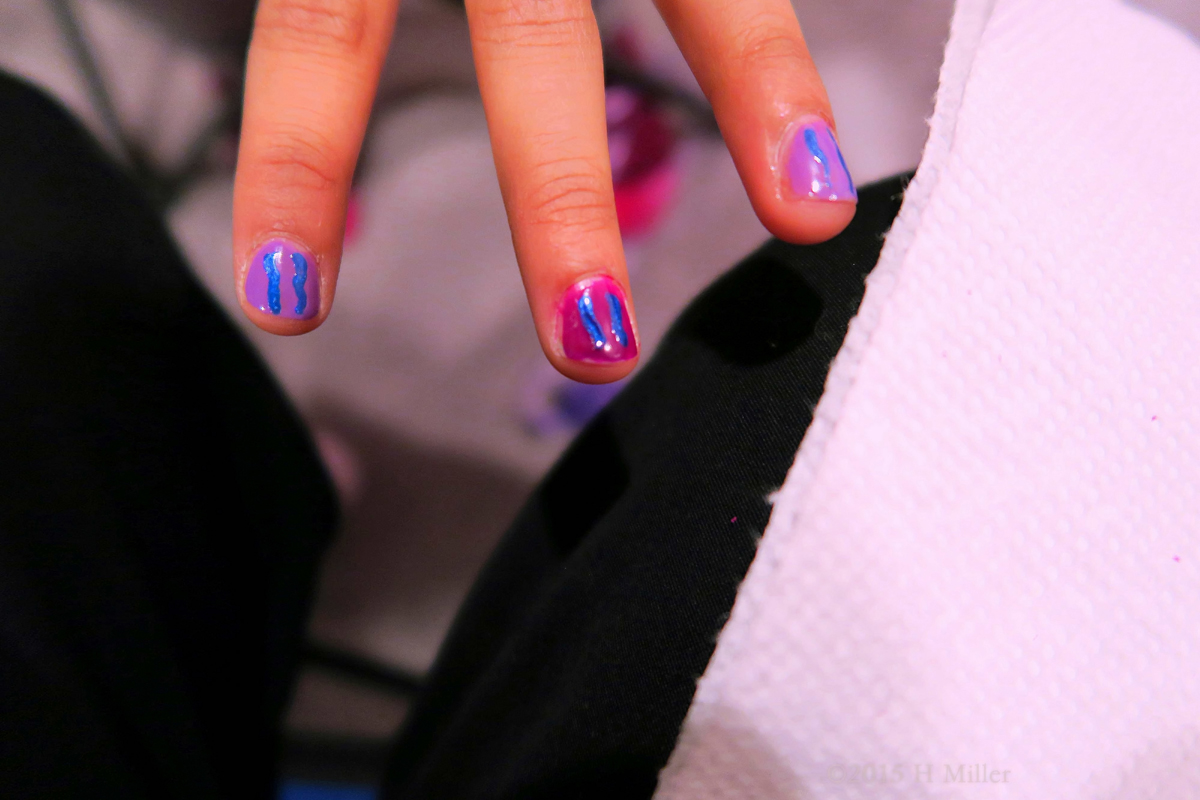 Striped Pink, Blue, And Purple Mini Manicure 