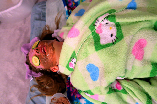 She's Relaxing At The Home Girls Spa In A Chocolate Face Mask. She's Relaxing At The Home Girls Spa In A Chocolate Face Mask.