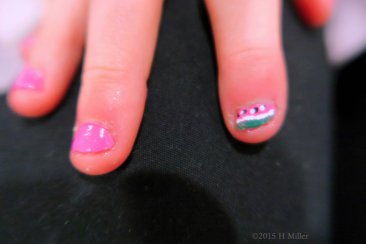 Cute Pink Watermelon Mini Manicure Nail Art 