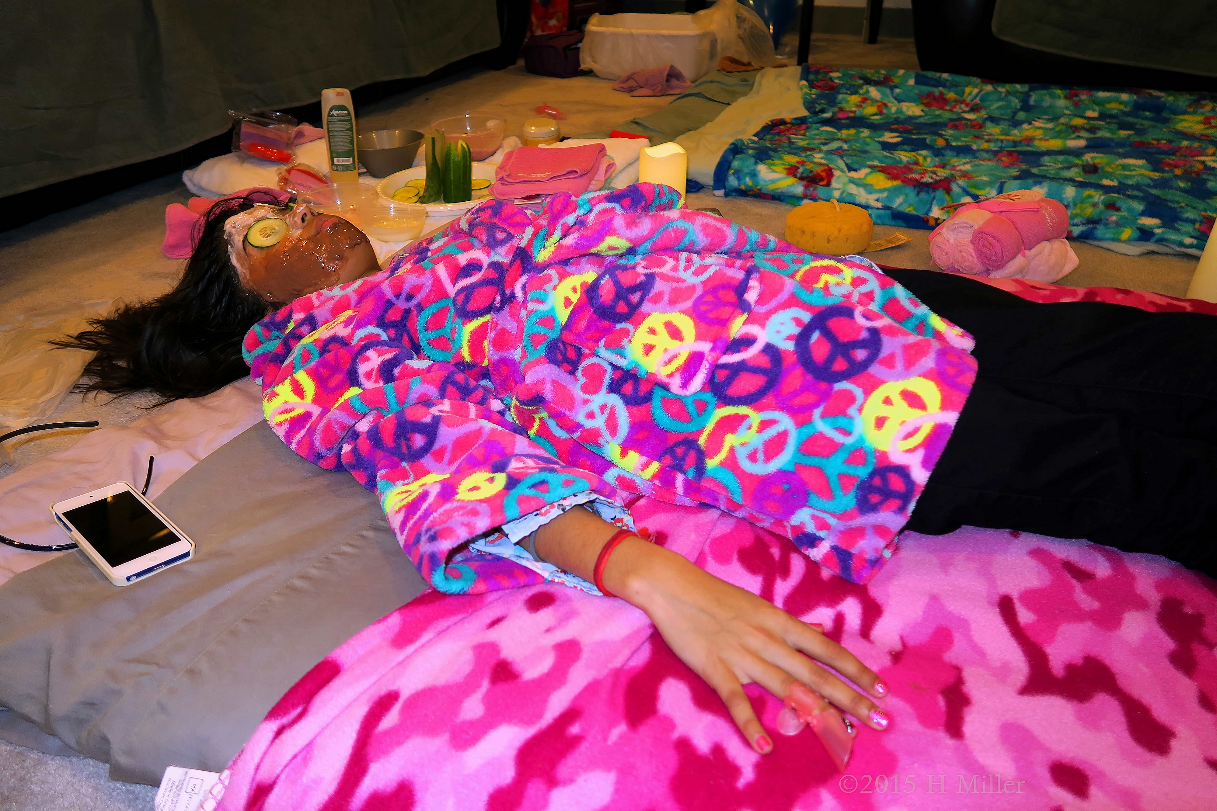 At The Girls Spa Party, She's Relaxed In A Chocolate Face Mask At The Girls Spa Party, She's Relaxed In A Chocolate Face Mask