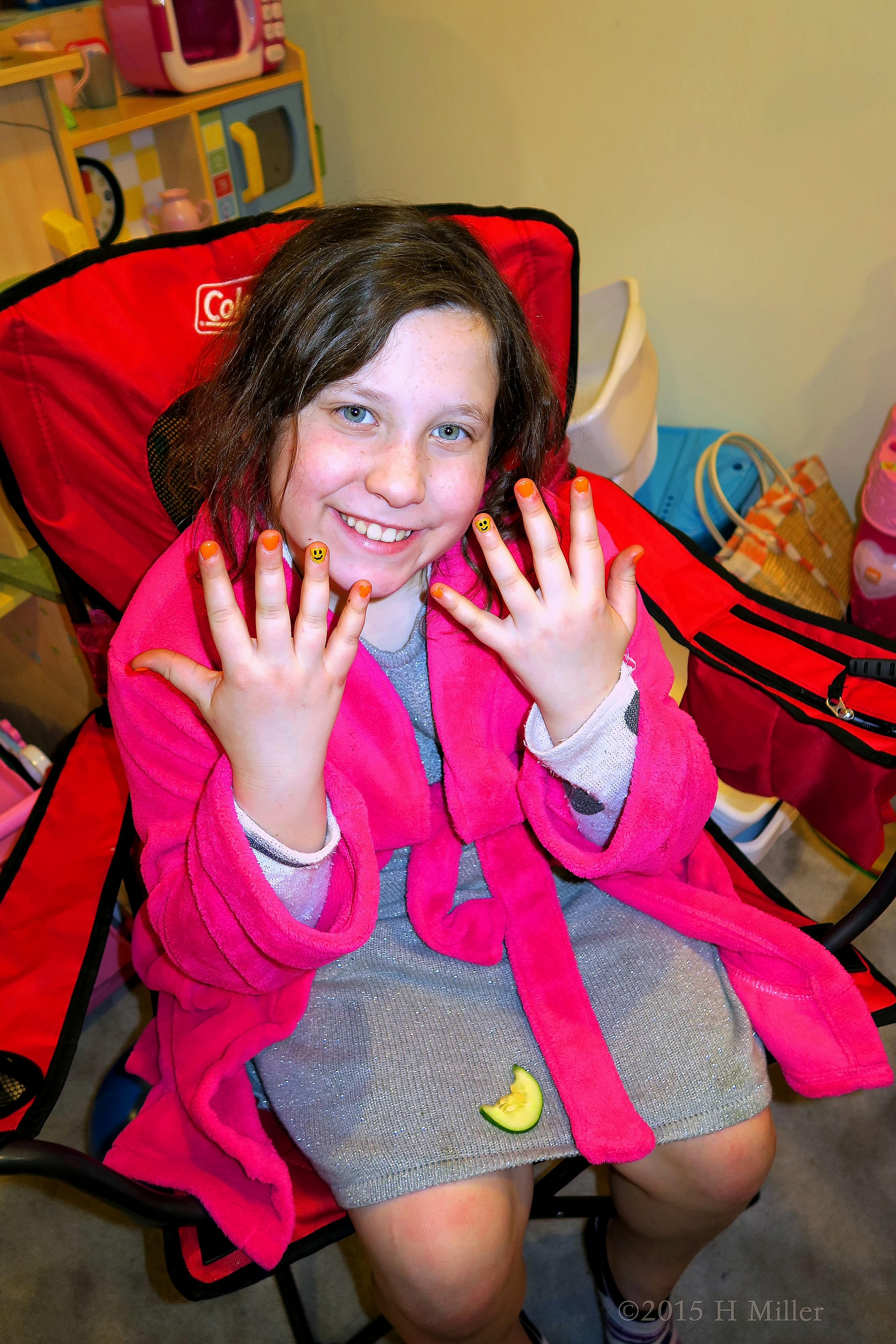 She's As Happy As Her Nail Art Smiley Faces! 