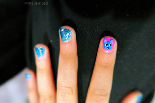 Cute Blue And Pink Mini Manicur Cute Blue And Pink Mini Manicur