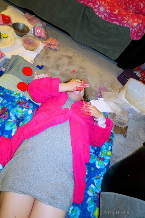 Enjoying Her Facial After Mini Manis Enjoying Her Facial After Mini Manis