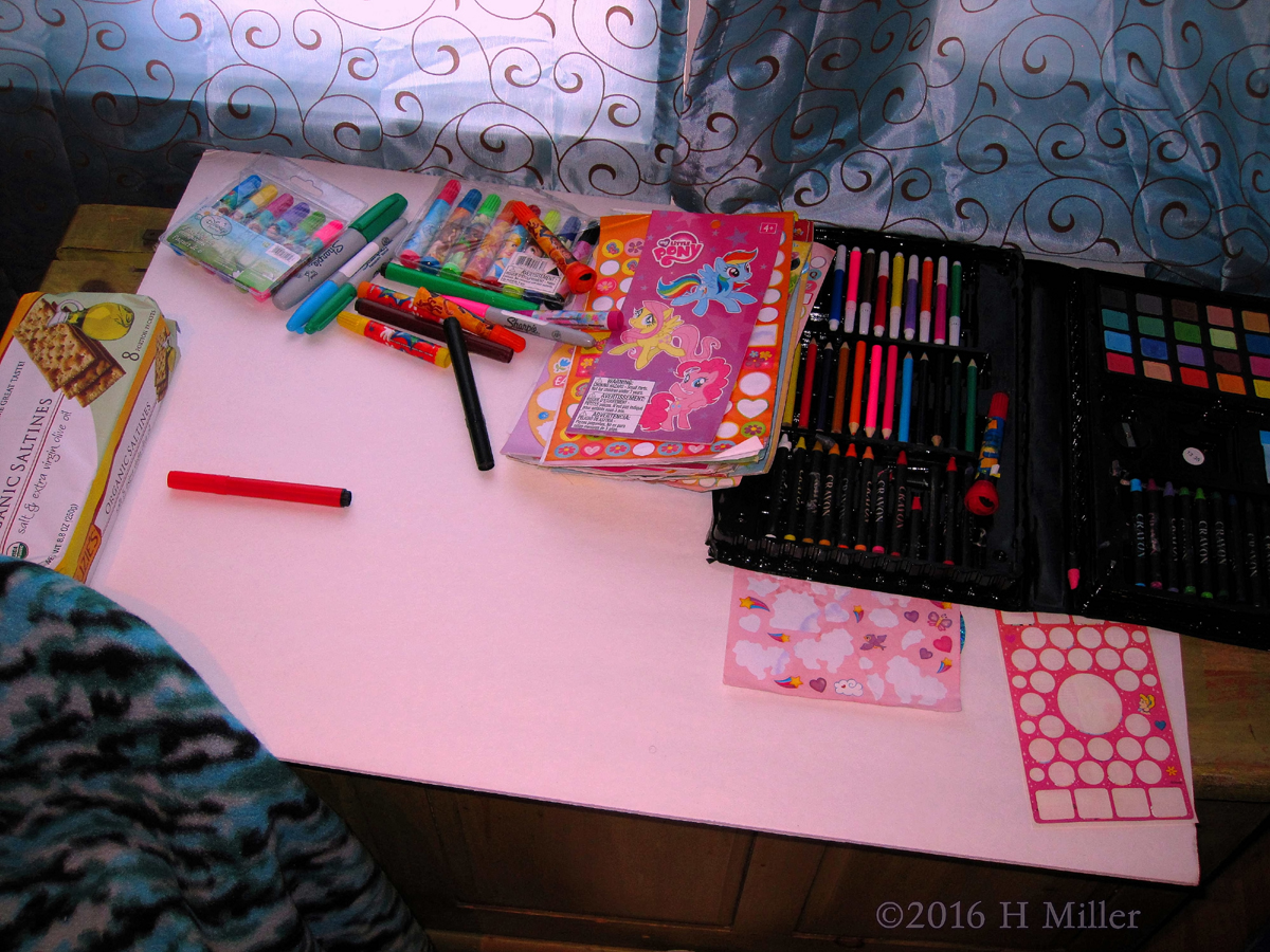Markers, Pencil, Crayons And Stickers For Decorating The Spa Birthday Card