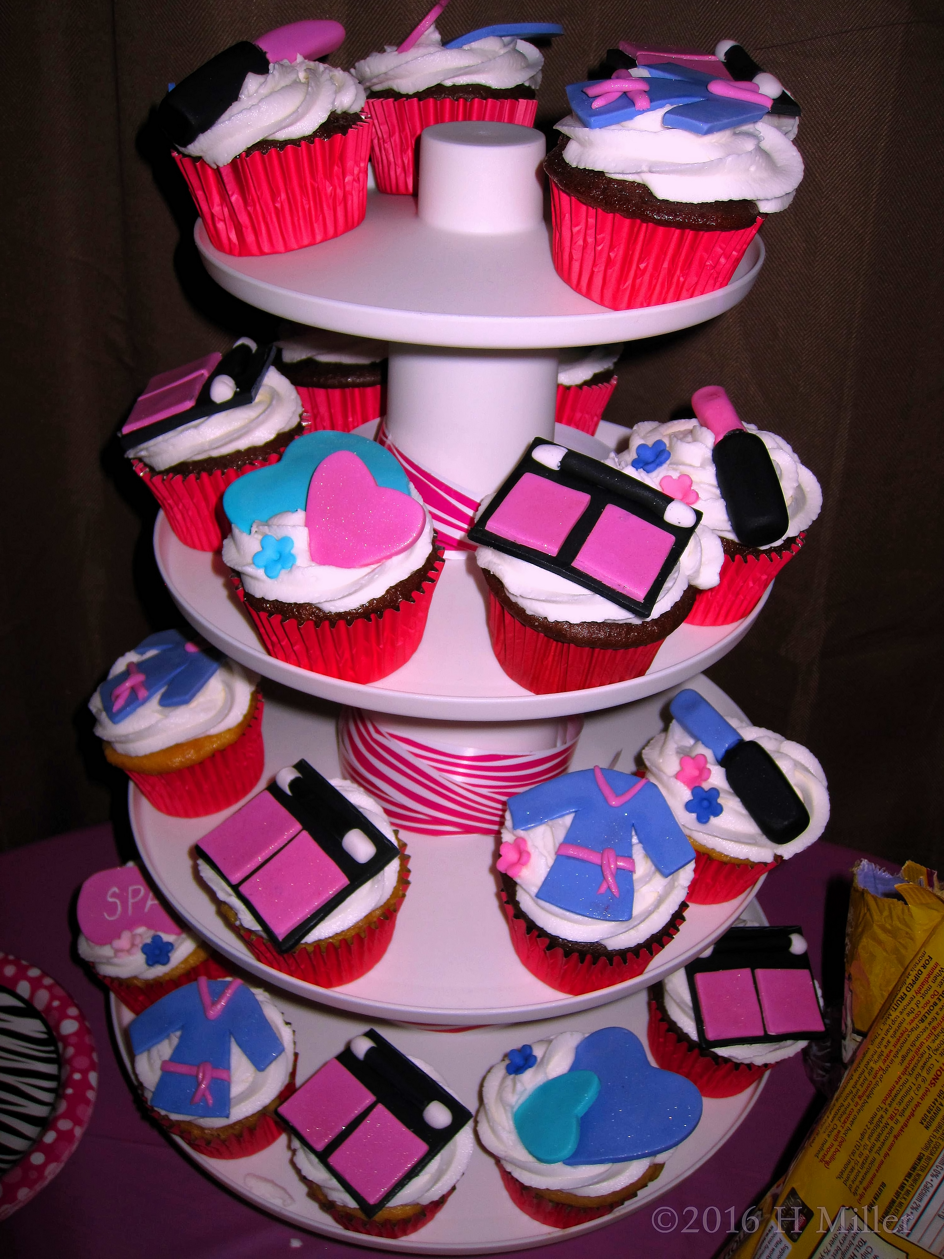 Intricately Designed Spa Themed Pink And Blue Cupcake Toppers Intricately Designed Spa Themed Pink And Blue Cupcake Toppers