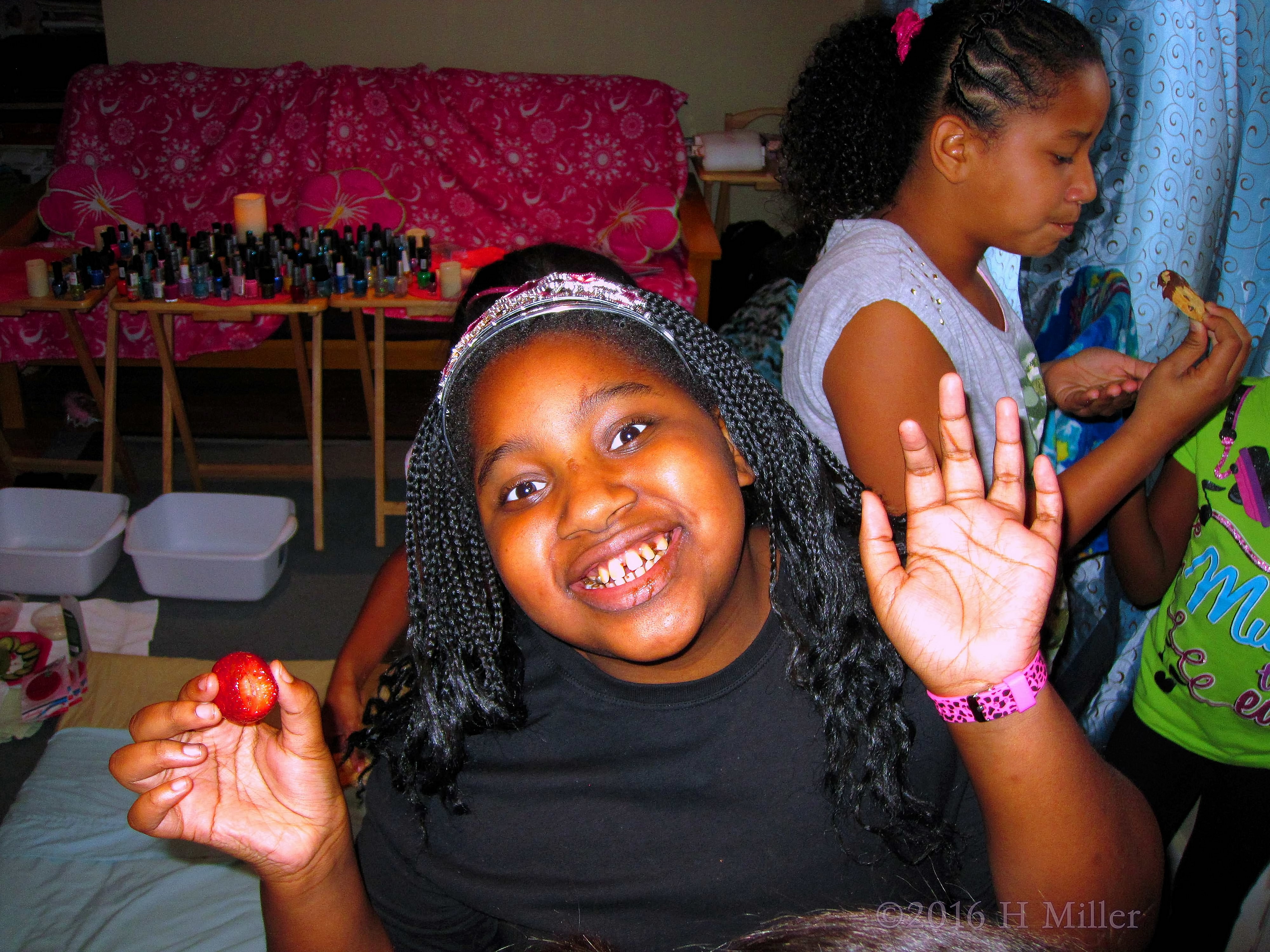 Sydney's Friend Enjoying A Juicy Strawberry 