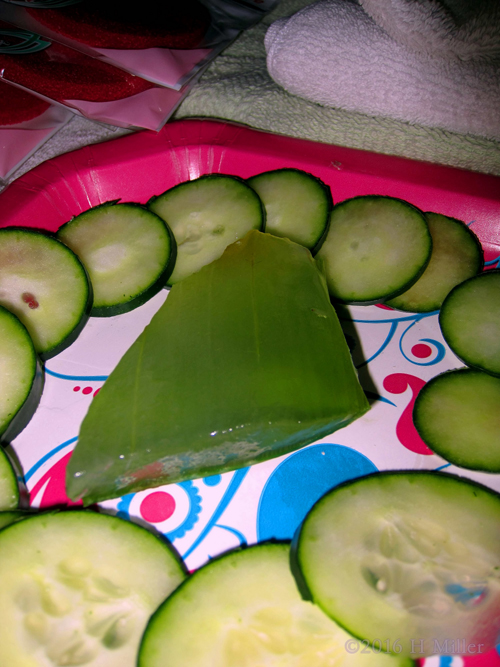 Cucumber Slices And Aloe Gel For Smooth, Soothing Kids Spa Facials