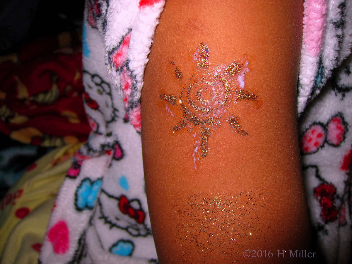 Golden Sun Glitter Temporary Tattoo Design 