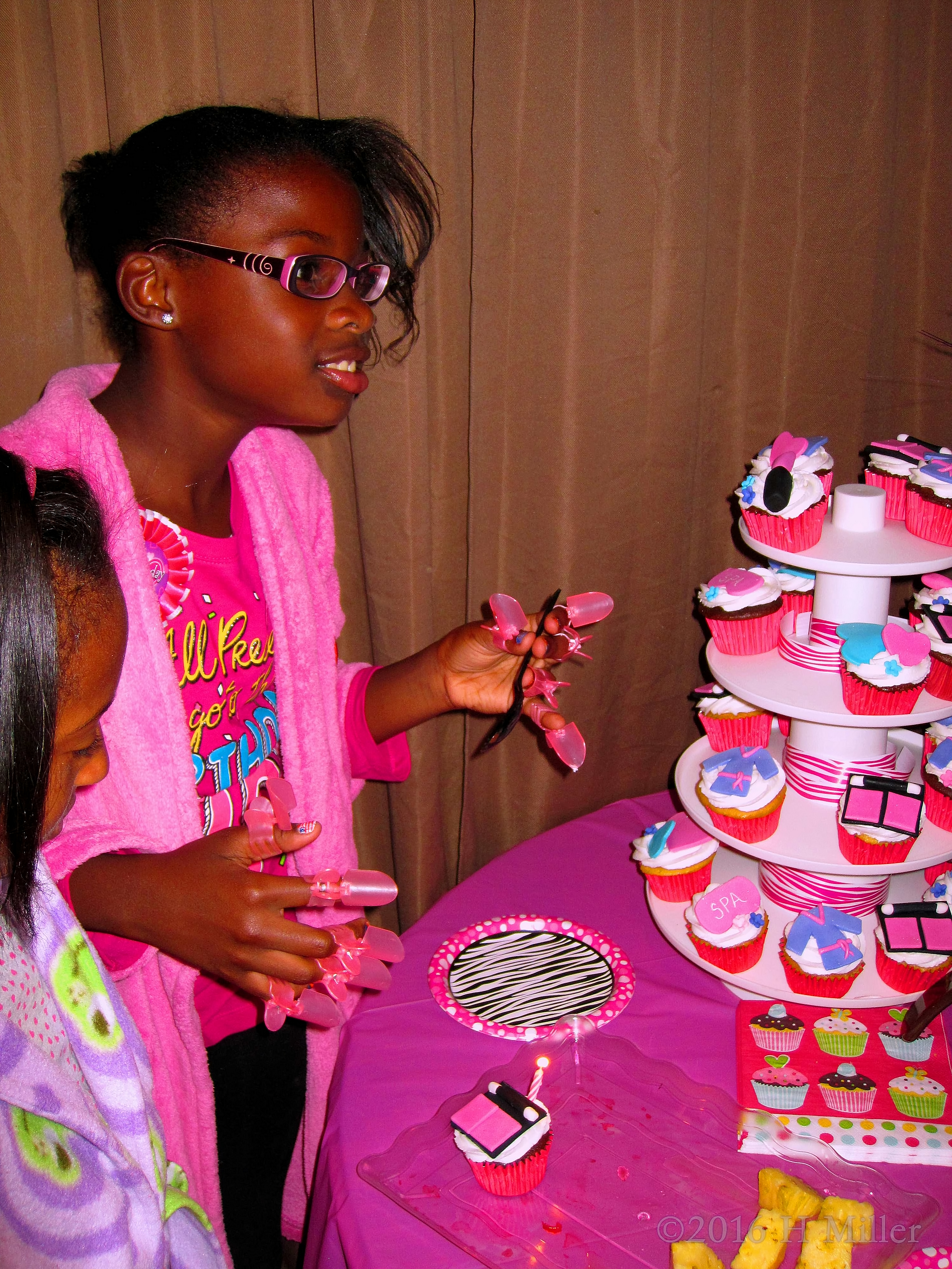 Close Up Of The Birthday Girl In A Kids Spa Themed Cupcake Dream