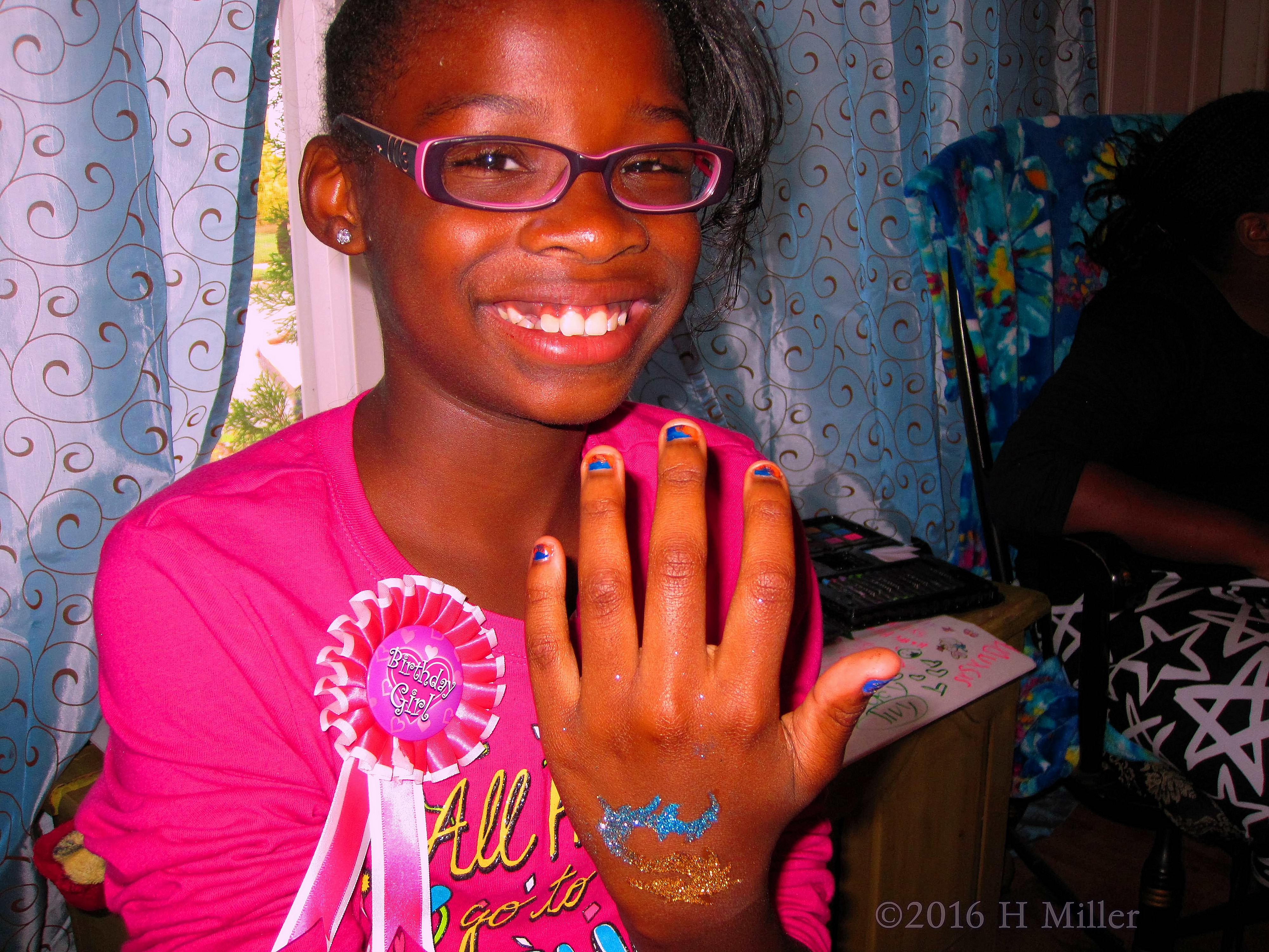 The Birthday Girl Showing Off Her Dragon Tattoo Art Design 