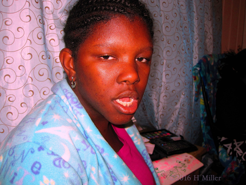 One Of Syney's Friends In Her Comfy Blue Spa Robe One Of Syney's Friends In Her Comfy Blue Spa Robe