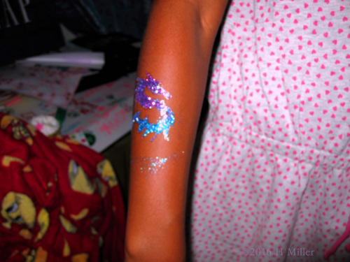 Shiny And Cute Blue And Purple Temporary Tattoo Art Design