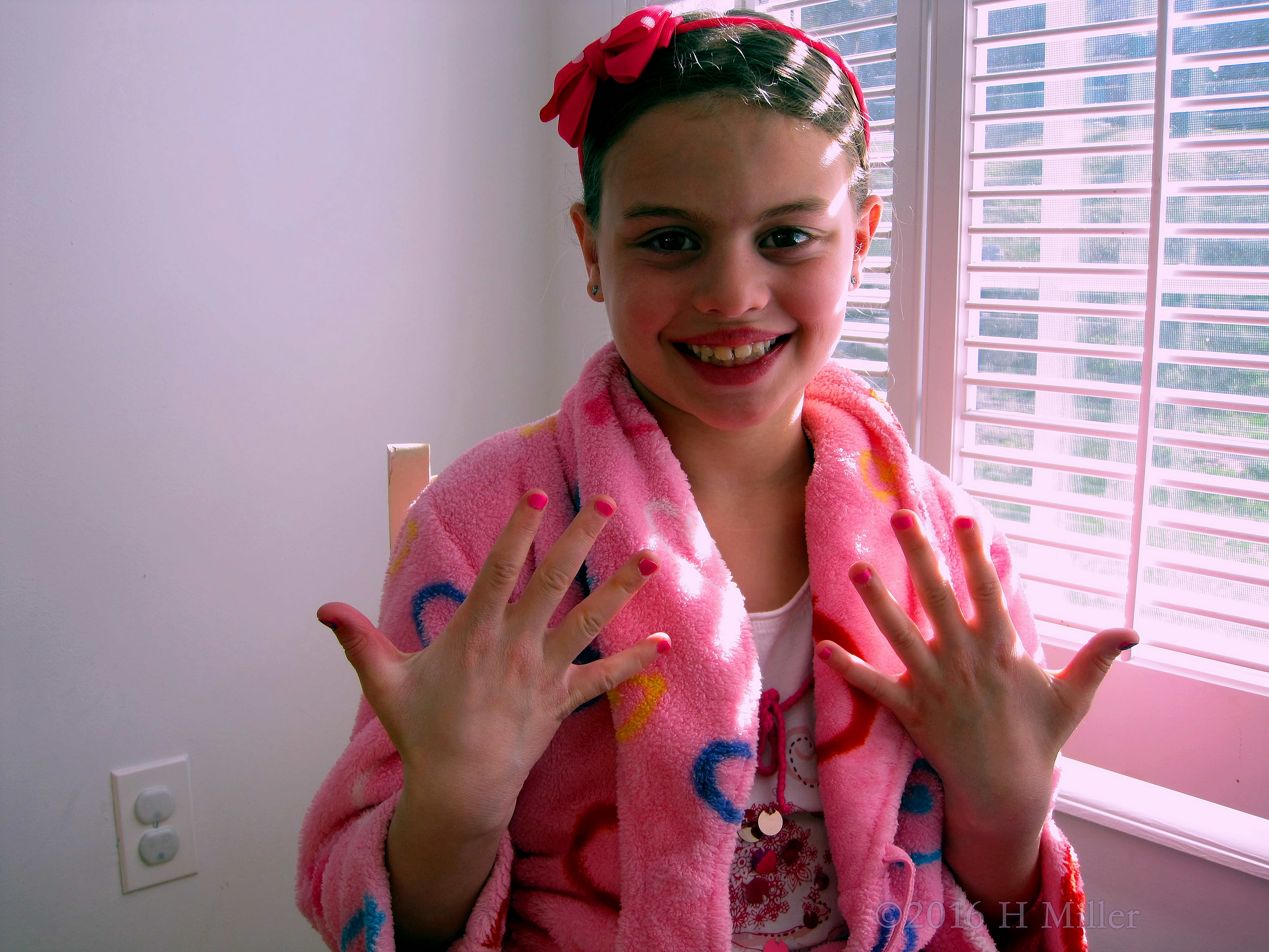 She Looks Excited After The Manicure. She Looks Excited After The Manicure.