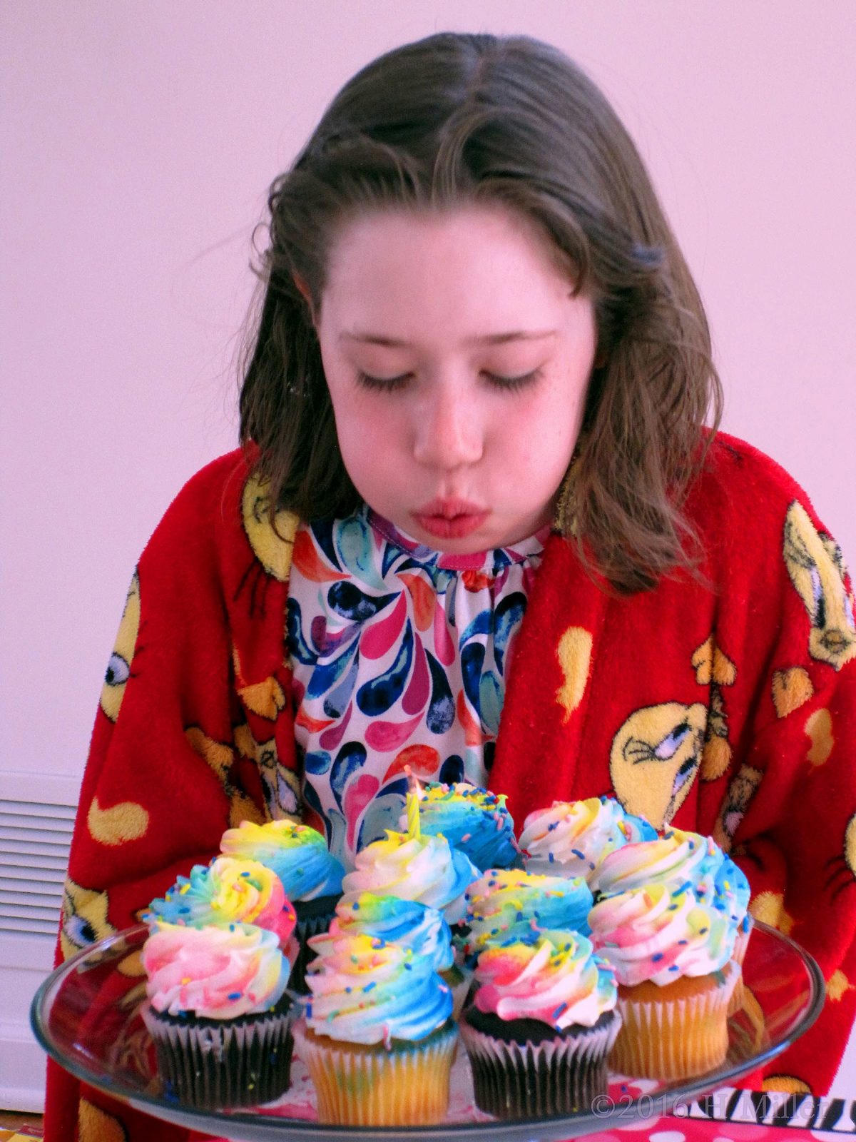 Blowing Out The Candles On The Birthday Cupcakes! 