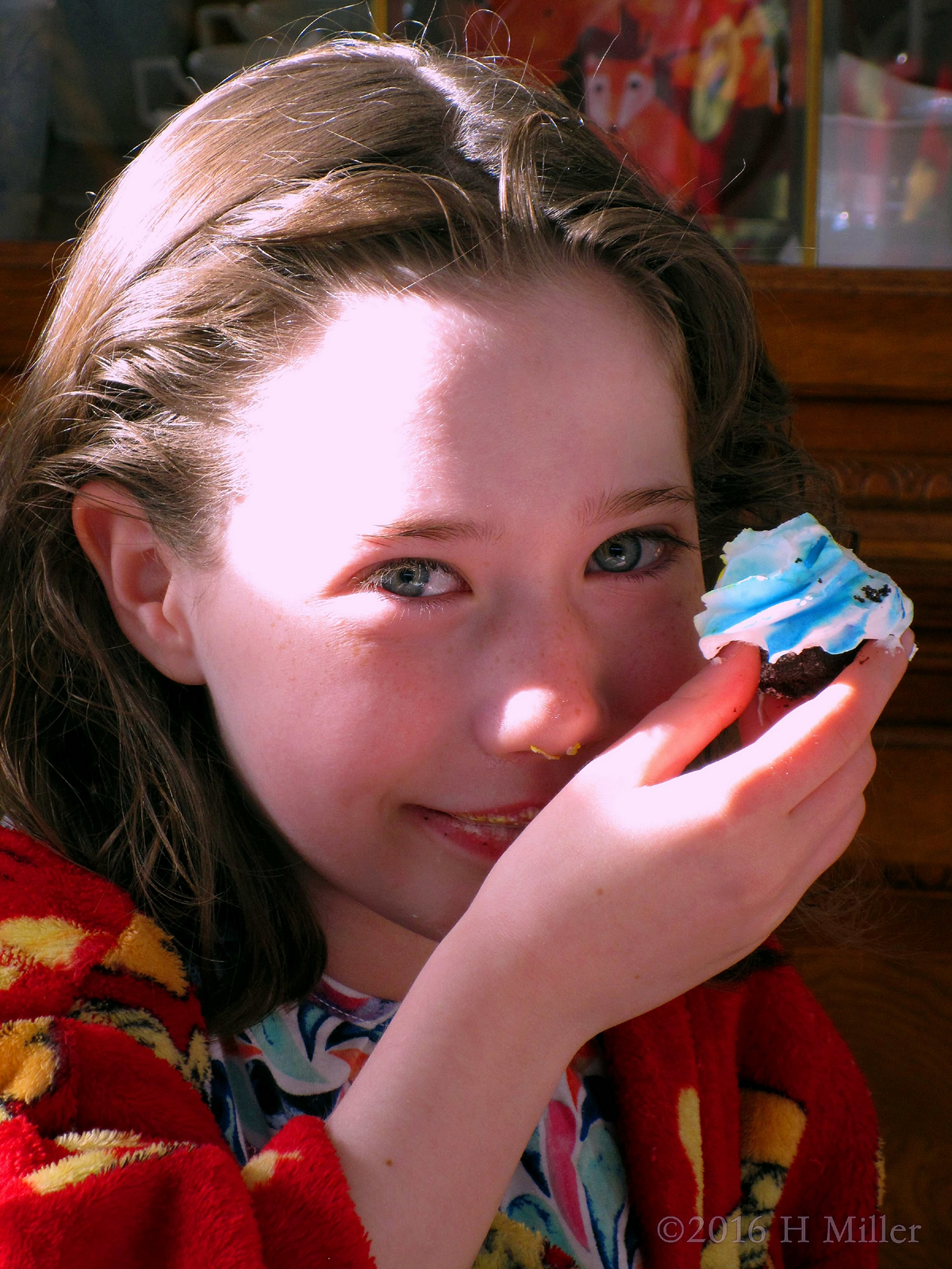 Spa Party Brithday Girl Eating A Cupcake