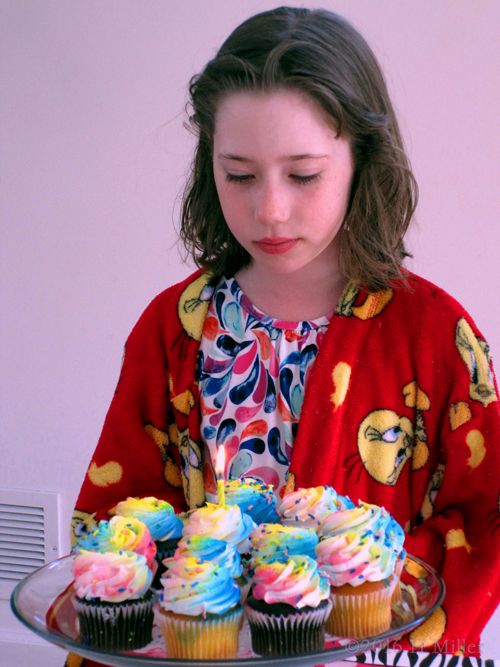 The Birthday Girl With The Birthday Cupcakes!