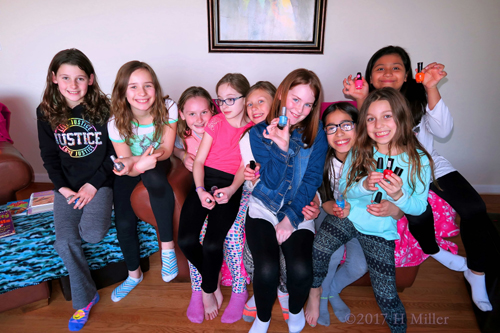 Tessa Posing With Her Friends And Showing Off Polish Colors For Their Kids Mini Manis